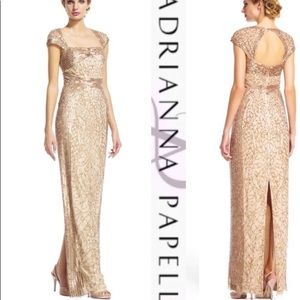 Adrianna Papell Champagne Gold Gown